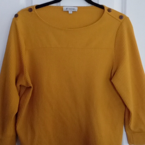 Yellow Ribbed Sweater with Button Details - Picture 2 of 4